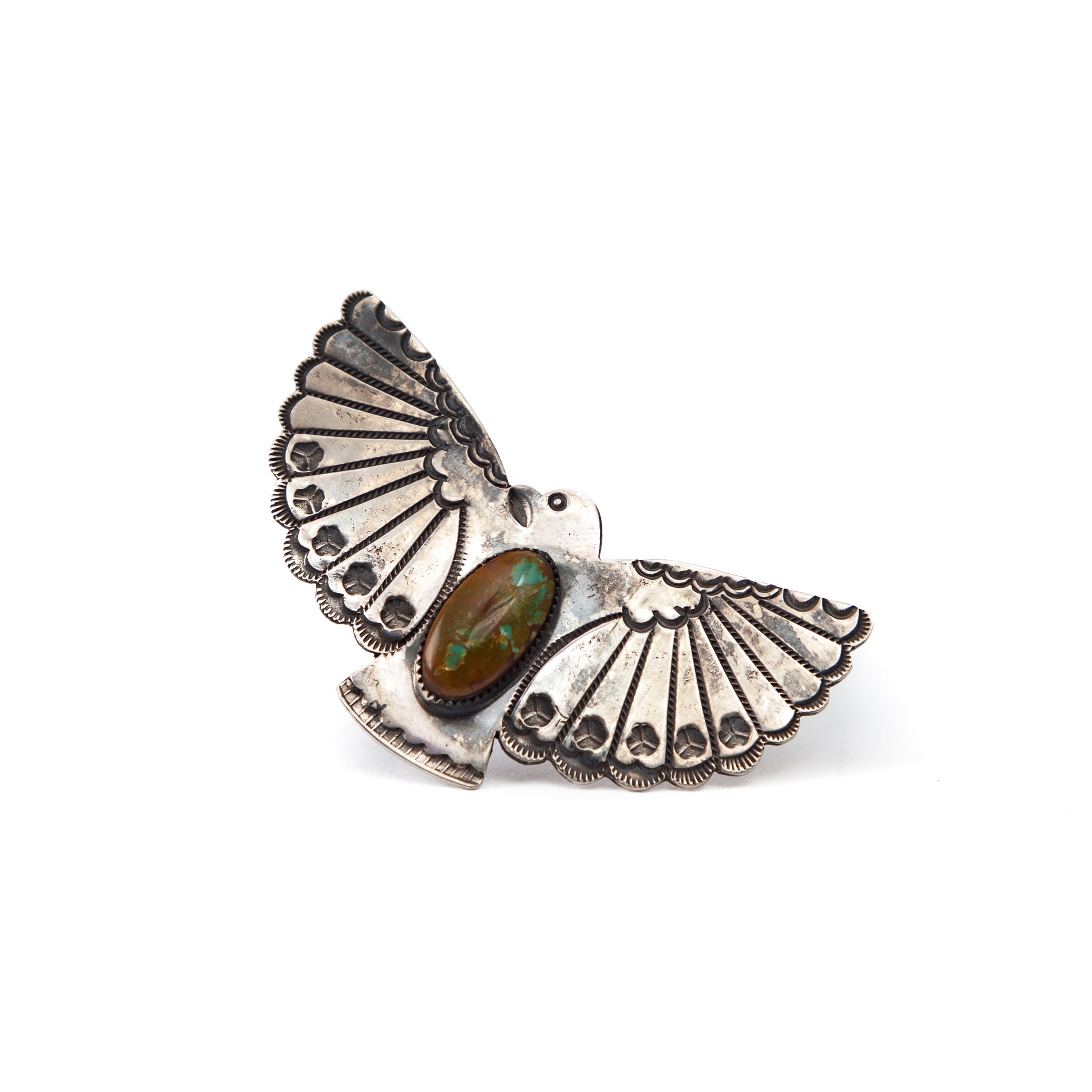 Silver Thunderbird Pin & Turquoise Stone #2